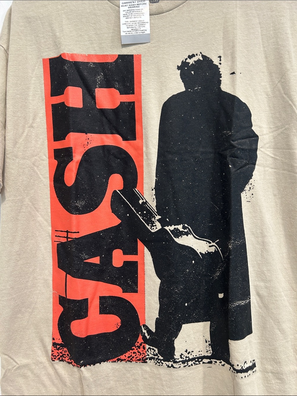 Johnny CASH man in black Beige Short-Sleeve Graphic Tee men’s large / XL new - Picture 5 of 6
